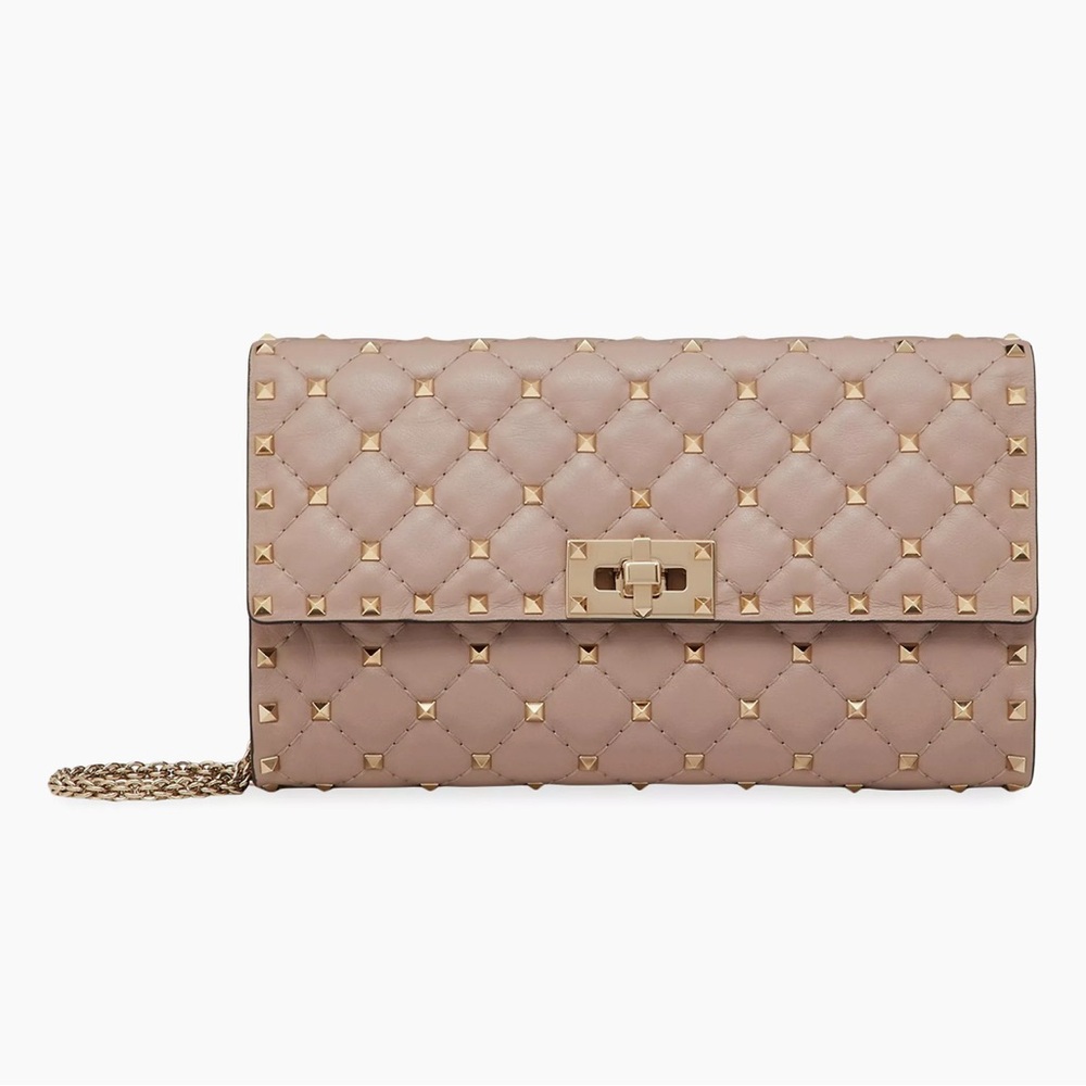 VALENTINO ROCKSTUD SPIKE NAPPA LEATHER CROSSBODY CLUTCH BAG - Picture 2 of 15